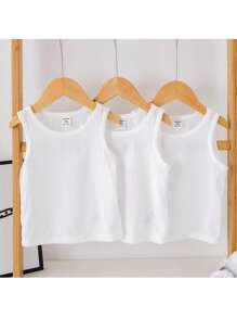 Loomiva 3 件套婴儿男孩/女孩百搭休闲可爱百搭白色针织吊带背心，夏季