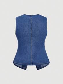 SHEIN MOD Plus Size Women's Denim Casual Top, Minimalist Fashion For Everyday Wear Summer Outfits For Women Summer Tops Vacation Outfits Woman Tube Top Tank Tops Women Tops Women Crop Tops Western Wear Women Going Out Tops Women Going Out Tops Spring Outfits For Women Western Tube Tops Women