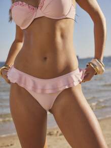 Aralina Summer Vacation Ruffle Pink Bikini Set Underwire - Baby Pink - View 5