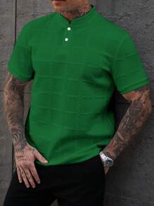 Manfinity Homme Áo thun polo tay ngắn cổ đứng cài nút thường ngày mùa hè dành cho nam Áo thun polo màu xanh lá cây Áo thun polo đan cho nam Bộ quần áo ngắn màu xanh lá cây dành cho nam Áo thun đan cho nam Áo chơi golf màu xanh lá cây dành cho nam. Món quà tuyệt vời cho bạn trai hoặc chồng. - màu xanh lá - Xem 5