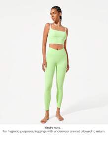 GLOWMODE 24" FeatherFit™ Crossover Leggings With Built-In Underwear Light Support Low Impact Yoga Daily Gym
