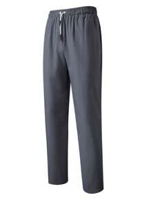 Manfinity Homme Set da uomo composto da camicia a maniche lunghe con scollo rotondo a righe e pantaloni, con dettaglio di spacco laterale