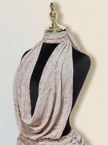 SHEIN ICON 女士性感露背蛇皮印花不对称下摆紧身迷你连衣裙 - 白色 - 查看 4