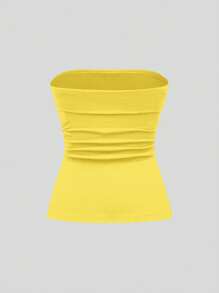 ROMWE Grunge Punk Áo crop top họa tiết da báo Y2K Subculture có xẻ tà phía trước dành cho nữ - Màu vàng - Xem 2