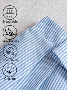 GlowEve 2 件套女士夏季条纹前系带吊带背心和短裤套装，休闲 - 藍色 - 查看 3