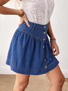 EMERY ROSE Falda vaquera minimalista y casual de unicolor para mujer