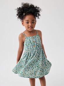 SHEIN Young Girl 1pc Ditsy Floral Print Cami Dress