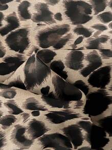 Chiquease Women's Leopard Print Split Hem Sexy Halter Neck Sleeveless Tank Top, Summer - Dark Green - View 7