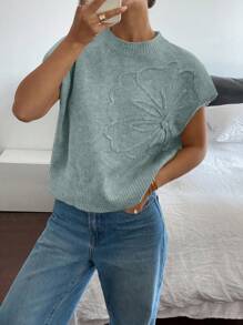 Siren Gaze 女士短袖纯色针织上衣，休闲时尚，适合夏季 - 霧霾藍 - 查看 6