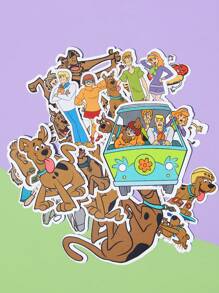 SCOOBY-DOO X SHEIN 14pcs Cute Cartoon Dog Stickers, Suitable For DIY Phone Decoration - Brown - View 4