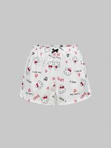 ROMWE Kawaii Süßer Schlafanzug für Frauen mit Schleifenprint von Hasen, lässig und bequem für den Sommer