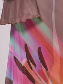 MUSERA Đầm maxi dáng ôm in hoa, tay bồng, cổ chữ V xẻ sâu, họa tiết hoa, thích hợp cho kỳ nghỉ xuân hè, đám cưới thanh lịch, lễ tốt nghiệp, tiệc trang trọng, kỳ nghỉ ở Ibiza, đám cưới trên bãi biển, hẹn hò lãng mạn, đầm dài mùa thu. - màu nâu - Xem 6