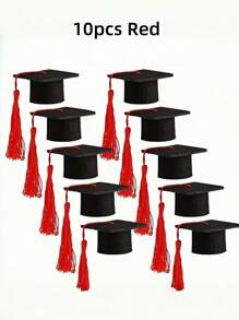 5/10PCS迷你流苏毕业帽，采用涤纶纤维制成，无需电源，无羽毛，适用于毕业派对装饰、瓶子装饰、庆典配件 - 彩色 - 查看 6
