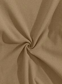 SHEIN Cottnline Cotton Men Patch Detailed With A Label Regular T-Shirt & Pants Two Pieces - Camel - View 7