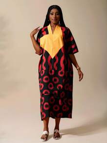 Slaydiva 2025 New Summer Geometric Color Block Plus Size Party Dress For African Women,Summer Dresses For Women - Multicolor - View 5