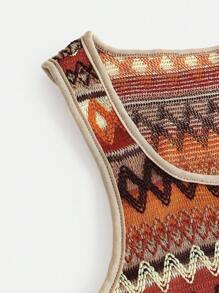 SHEIN Robe longue d'été décontractée pour adolescentes, sans manches, avec motif géométrique et fente latérale. Convient pour l'été, la remise des diplômes, la rentrée scolaire, les vacances, les festivals, le déjeuner, les festivals de musique.