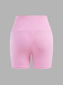 SHEIN Girlism 3 条青少年女孩合身休闲简约舒适宽腰纯色短裤 - 粉色 - 查看 5