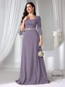 Coutiva Vestido de cóctel ajustado para mujer con decoración de perlas, color rojo