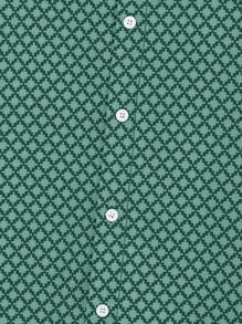 Manfinity Homme Camisa Casual de Manga Curta com Botões na Frente e Estampa Completa Verde para Homens