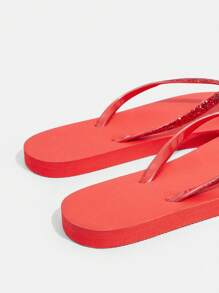 Grefit Star Print Flat Slippers, Sandals Suitable For Indoor, Beach And Outdoor Wear - Red - View 5