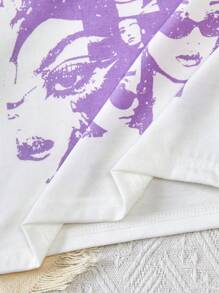 Sparklyn Tween Girl Figure Print Tank Top And Glossy Pleated Skirt - Mauve Purple - View 5