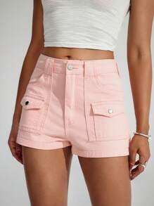 SHEIN EZwear Shorts di jeans semplici e casual di colore unito da donna