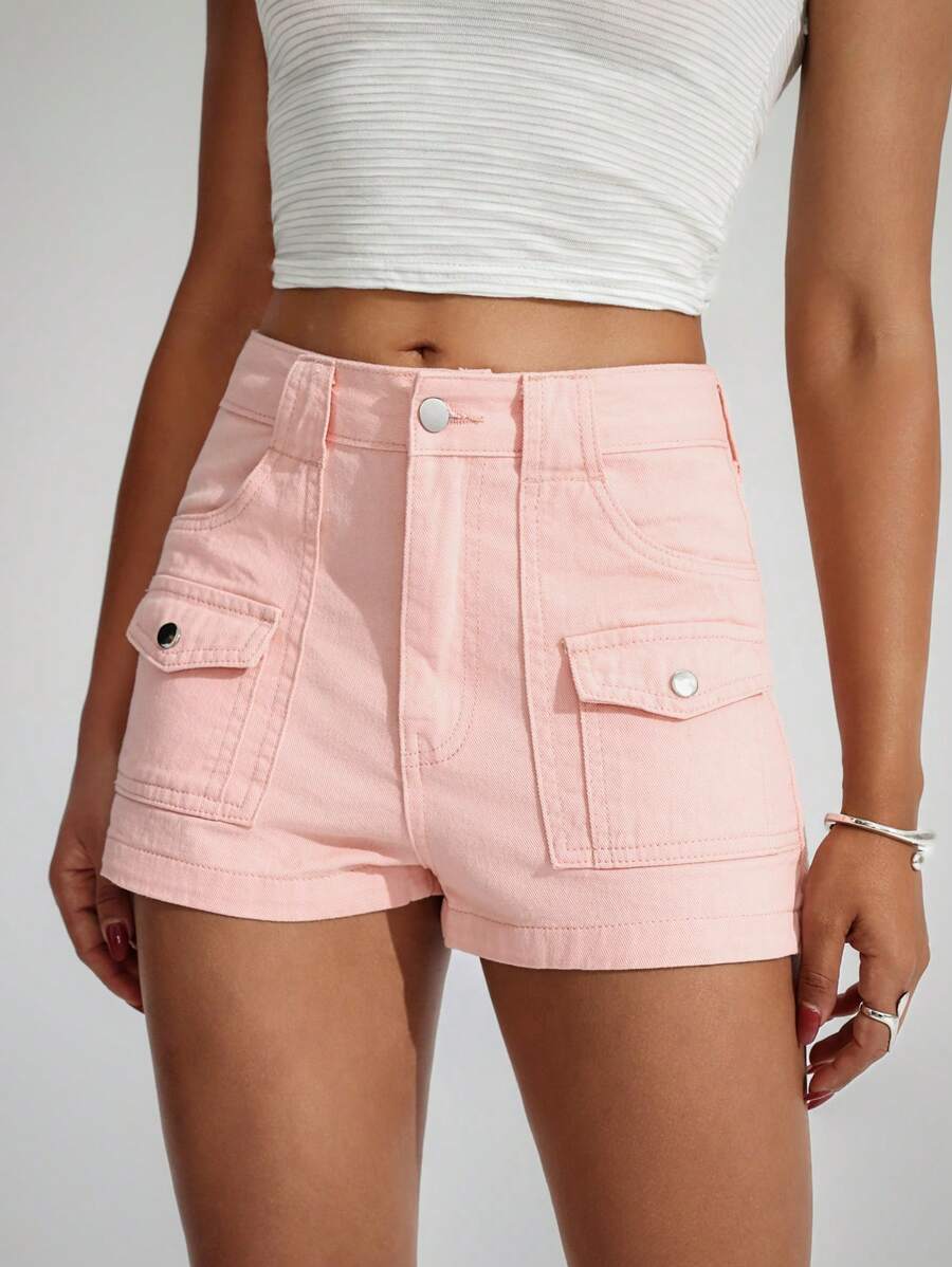 SHEIN EZwear Shorts di jeans semplici e casual di colore unito da donna