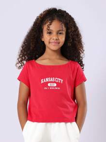 SUMWON Conjunto informal de verano para preadolescentes de edición limitada mundial de Kansas City, que incluye top corto y shorts de tiro bajo, con calcetines blancos con volantes
