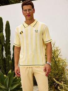 Manfinity Hypemode European And American New Stylish Blogger Design Sporty Contrast Embroidery Men Polo Shirt Yellow Top Men - Yellow - View 5