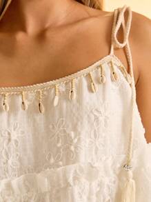 CAJUNI Débardeur de femme à motif coquillage mode brodé, convient pour l'été