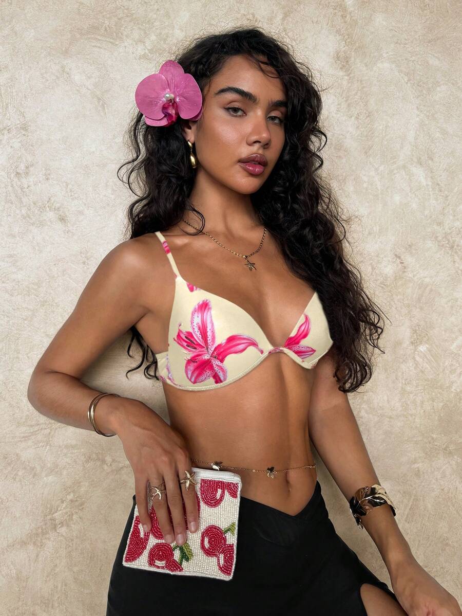 Swim Glamine Áo bikini họa tiết hoa bãi biển mùa hè gợi cảm cho nữ - Nhiều màu - Xem 1