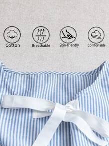 GlowEve 2 件套女士夏季条纹前系带吊带背心和短裤套装，休闲 - 藍色 - 查看 5