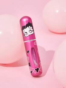 Betty Boop x SHEIN Botella de rociado recargable de 5ml con diseño de personaje de dibujos animados y patrón de corazón, regalos
