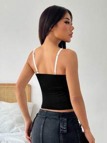 SHEIN EZwear Summer Casual Black Lace Women's Tank Top Sexy - Black - View 2