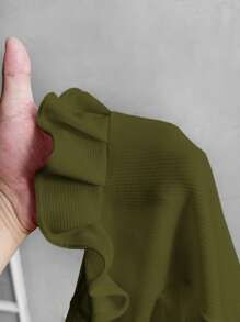 Slaydiva 2 件套休闲基本款纯色短袖 T 恤和褶边短裤运动休闲装女士加大码 - Z - 綠色 - 查看 7