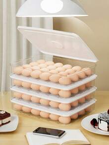 24 Eggs Storage Container 1-Pack - Stackable Refrigerator Organizer With Handle, Unbreakable Plastic Egg Box For Kitchen Counter, Camping & Picnic, Space Saving Design