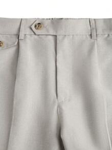 Manfinity Homme Men's Solid Color Casual Pocket Shorts, Versatile Summer Fashion Mens Dress Shorts Mens Khaki Shorts Bermuda Shorts Men