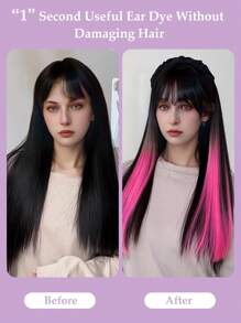 Colored Clip In Hair Extensions 100% Real Human Hair 18 Inch 3Pcs Pink Invisible Straight Highlight Colorful Hairpieces Rainbow Hair Extension For Women/Girls - SPink - View 4