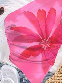 Soleia 大码女式休闲复古花卉印花上衣，适合夏季度假 - 彩色 - 查看 4