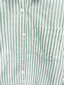 Calvaya 大码女式休闲条纹前扣短袖衬衫，夏季 - 彩色 - 查看 4