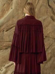 Arave Women Chiffon Red Color Loose Flowy Blouse For Women, Outfits For Women,Festival Outfits Women,Women  Clothes,Vacation Outfits Woman,Red Top,Flowy Top, Maroon Dress ,Long Sleeve Dress, Tiered Dress, Long Dress, Boho Dressfall Women Clothes Fall Outfits Women Fall Autumn Clothes