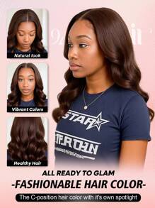 ALL READY WIG 波浪卷发巧克力棕色 180% 密度 6x4 透明蕾丝前部真人发假发 预拔前部假发 女士自然发际线 无需胶水 - S4 - 查看 12