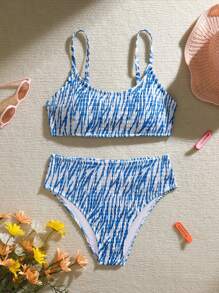 SHEIN WESTFADE Young Conjunto de bikini con estampado floral, traje de baño de estilo vacacional con estampados aleatorios