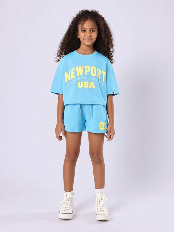 SUMWON Colecția de seturi de vară Newport USA Co-Ord, ținute proaspete pentru tineri, stil streetwear, sport, stil universitar, plajă, festival, casual, weekend