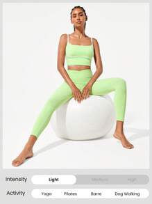 GLOWMODE 24" FeatherFit™ Crossover Leggings With Built-In Underwear Light Support Low Impact Yoga Daily Gym