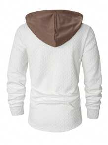 Manfinity Homme Men's Hooded Button-Down Long Sleeve Casual Shacket - White - View 2