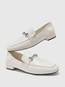 CUCCOO BIZCHIC Square Toe Comfortable Casual Everyday All-Match White Flats For Women - White - View 9