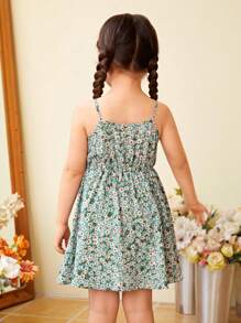 SHEIN Young Girl 1pc Ditsy Floral Print Cami Dress
