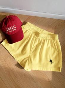 Comfortcana Women's Knight Print Casual Yellow Mini Shorts For Summer,Micro Shorts - Yellow - View 5