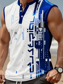 Manfinity LEGND Men's Half-Zip Sleeveless Color Block Casual Sports Top For Summer - Multicolor - View 1